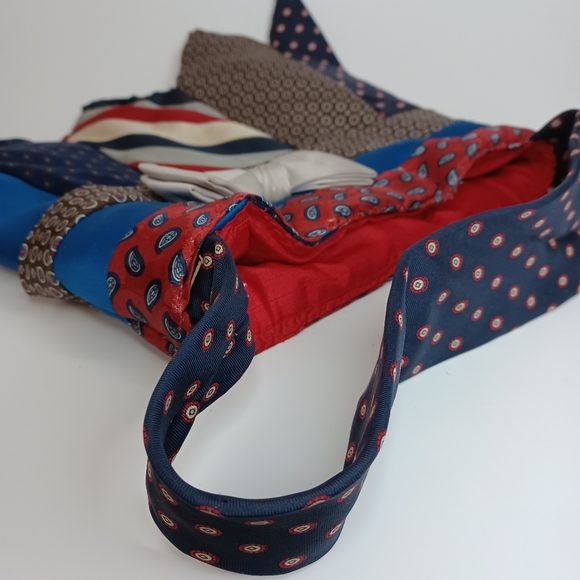 Handmade Vintage Silk Tie Purse Unique Craft Made Hand Bag OS Unisex - Picture 4 of 11